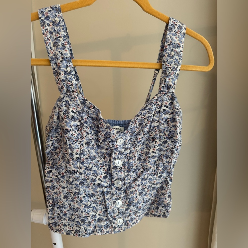 Abercrombie and Fitch Blue Floral Tank Top